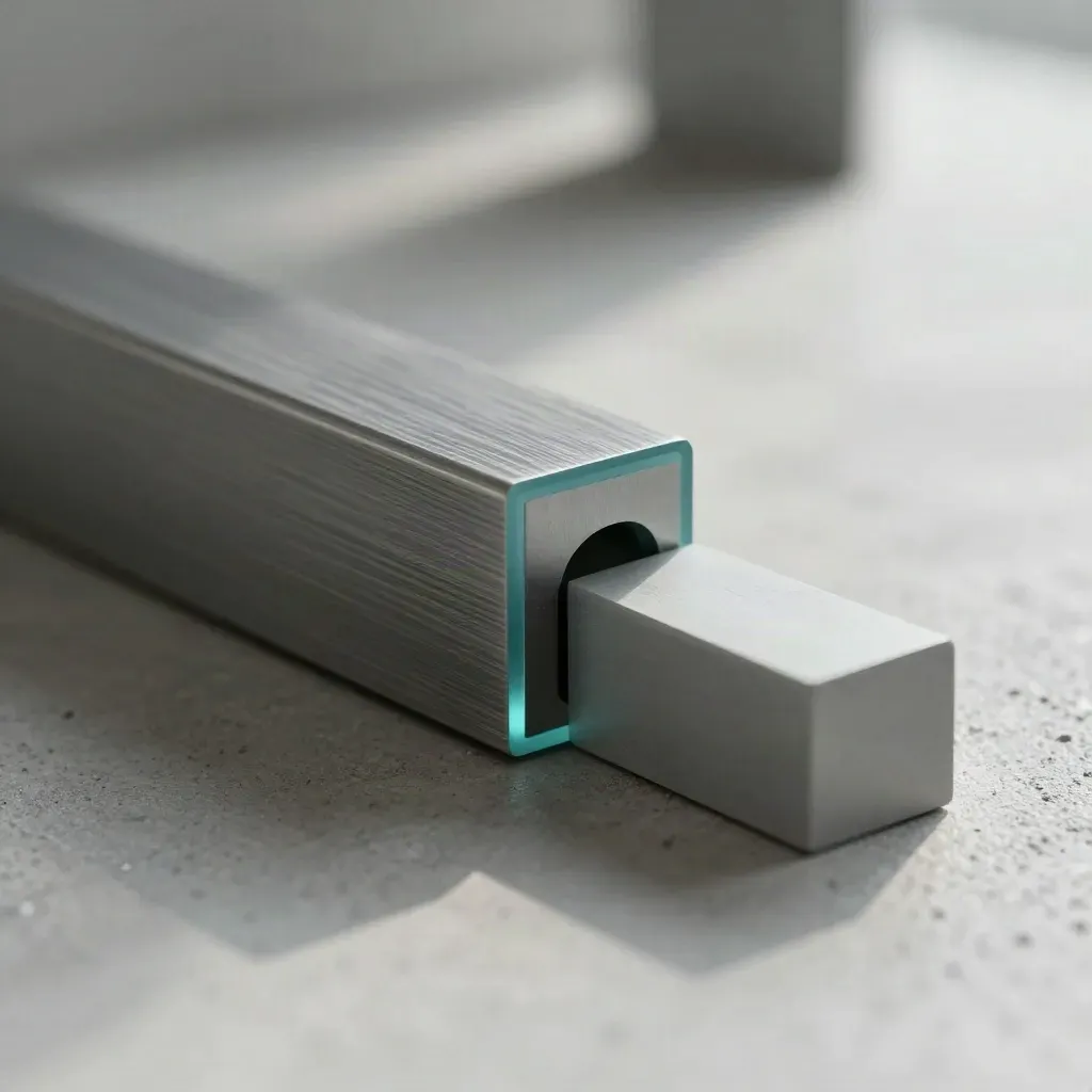 Cales acryliques, tuiles magnétiques et blocs modulaires alignés sur béton clair.